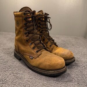 Justin Work Boots Mens 8.5 EE Brown Leather WK961 Waterproof‎ Steel Toe 8 Inch